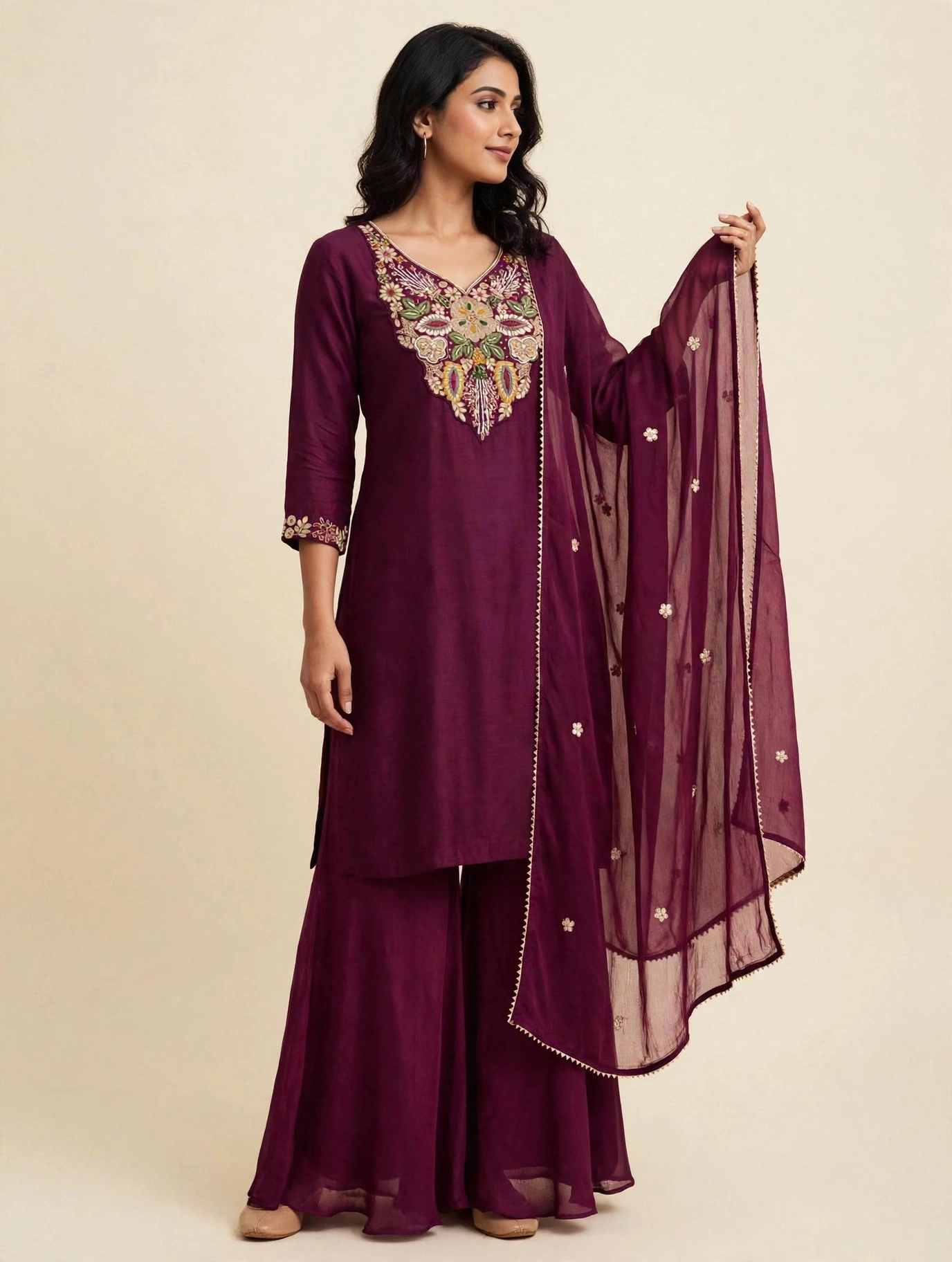 Rassion Silk Suit with Chinon Palazzo